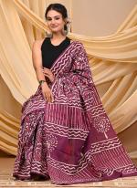 Cotton Pink Daily Wear Printed Saree